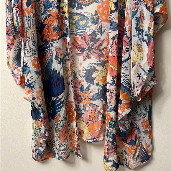 Source Unknown Blue and Orange Swim Coverup Kimono 335 - Picture 2 of 9